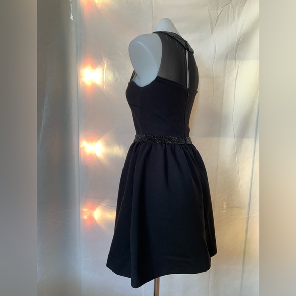 Maje black illusion neckline dress with rhinestones, size 1 (XS-S) - Picture 4 of 8